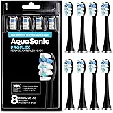 AquaSonic Genuine Proflex Replacement Brush Heads | ADA Accepted | for Whiter Teeth &amp; Gum Care | Compatible with Many AquaSonic Toothbrush Handles (8 Pack Black)
