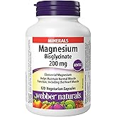 Webber Naturals Magnesium Bisglycinate 200 mg, 120 Capsules, Supports Bone and Muscle Functions, Vegan