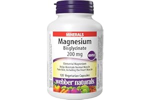 Webber Naturals Magnesium Bisglycinate 200 mg, 120 Capsules, Supports Bone and Muscle Functions, Vegan