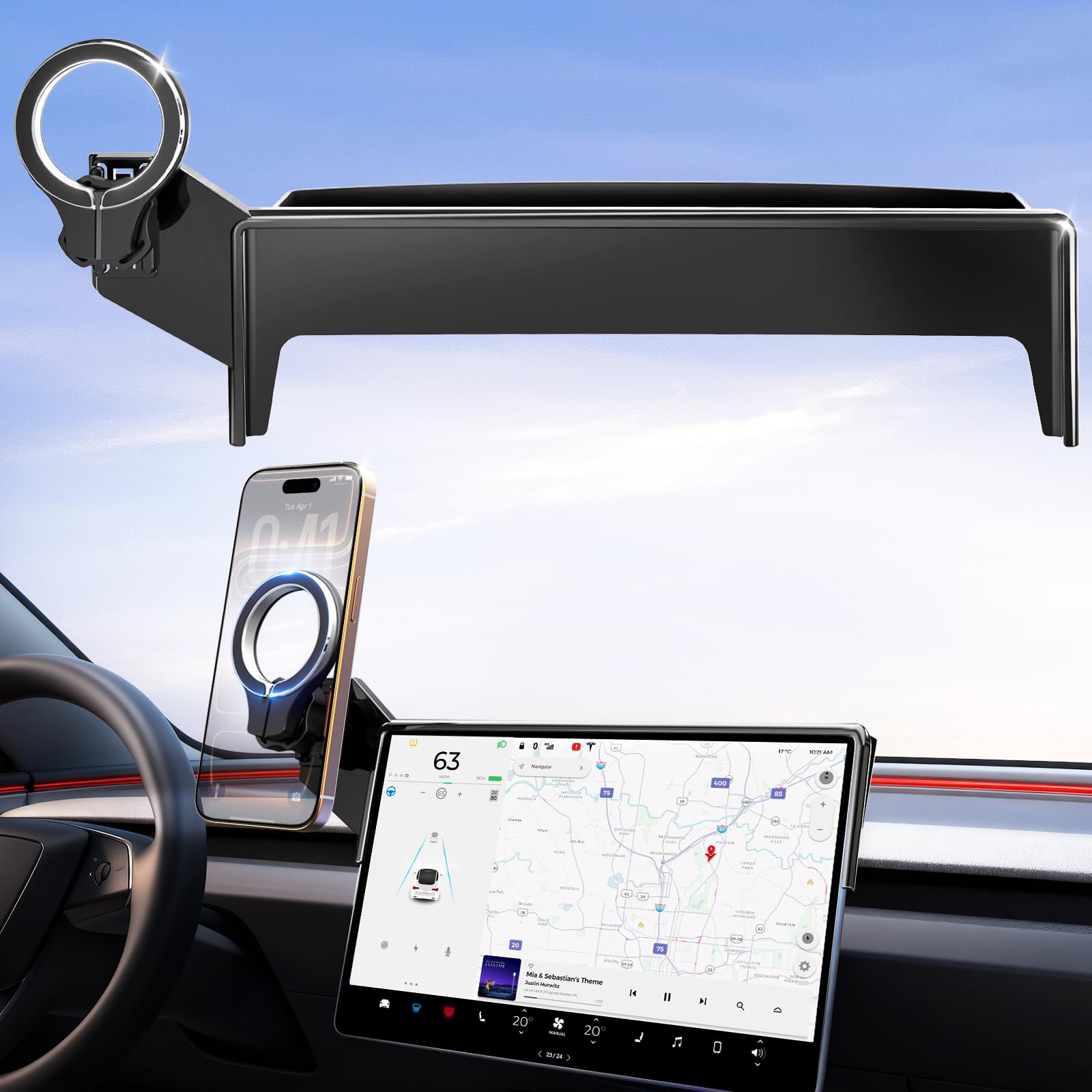 Photo 1 of pop-tech Magnetic Car Mount for Tesla Model 3 Highland 2024 2025 2026 & Model Y Juniper 2025 2026(Standard) 15.4-Inch Screen: for MagSafe Strong Magnets Cell Phone Holder for iPhone