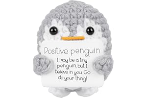 Netholid Positive Penguin Emotional Support Penguin Funny Handmade Crochet with Positive Cards Penguin Gifts Suitable for Birthday Gag Gift