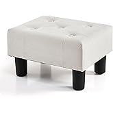 BRIAN & DANY Small Foot Stool, Velvet Foot Stools with Legs, Stable Small Footstool for Living Room, Milky White