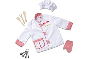 Melissa & Doug Chef Role Play Costume Dress-Up Set (8-Piece) - Chef's Jacket, Hat, Name Tag - Pretend Chef Dress up Outift with Realistic Accessories, Kids Dress Up for Toddlers & Children Ages 3+