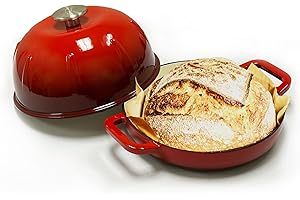 Cuisiland Enameled Heavy Duty Cast Iron Bread Cloche – Dome Lid Dutch Oven for Artisan Sourdough Baking – Heat-Retaining, Non