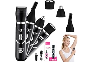 LQT Electric Bikini Trimmer for Women,Led Power Display Removal for Body Nose Hair Trimmer Face Shavers Eyebrow Legs Armpit Bikini Area Pubic Underarms Rechargeable Portable 4 in 1 Womens Razors Set