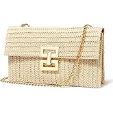 LUOFMISS Straw Clutch Purse Crossbody Bag for Women Designer Evening Handbag Casual Summer Beach Straw Shoulder Bag