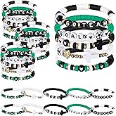 Landical 30 Pcs Soccer Charm Bracelet Stackable Sports Wristbands for Teen Adult Mom Dad Beads Stretch Friendship Bracelets for Sport Events for Team Fans Halloween Non Candy Treat Christmas Gifts