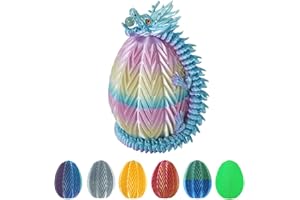 Cucue 3D Printed Dragon Egg - 3D Fidget Dragon Toy with Surprise Energy Stone Inside - Articulated Dragon - Flexible Joint Parts - Unique Figurines, Desk Decorations, Stocking Stuffers, Gifts for Kids