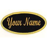 Amazon Com Name Patch Uniform Work Shirt Personalized Embroidered Black With Gold Border Hook Fastener Arts Crafts Sewing