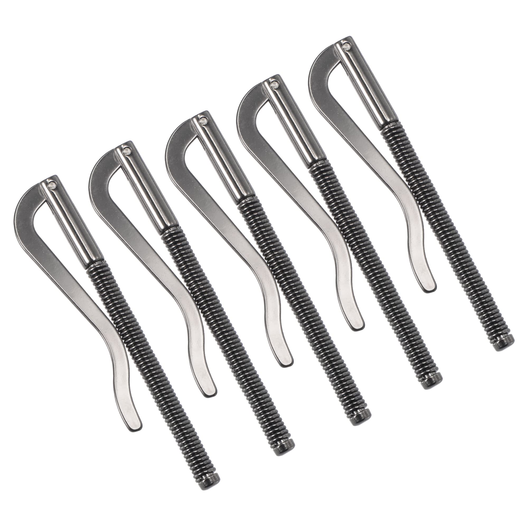PATIKIL 80mm Spring Clip Bar, Metal Slim Open Coil Holder Clamp for Wallet Credit Card Leather Craft - 5 Pack (Black)