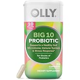 OLLY Big 10 Probiotic, Healthy Gut Microbiome, 10 Billion CFUs - 30 Count | Gut Health Support, 10 Billion CFUs, Gluten Free, No Synthetic Colors, No Synthetic Flavors