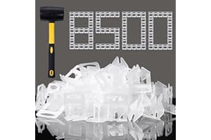 HEILUON Tile Leveling System 1/16 Inch Spacers Tile Leveler Clips 8500 Pcs and 16 oz Rubber Mallet Hammer .Tile Tools Set for Professional Ceramic and Stone Installation