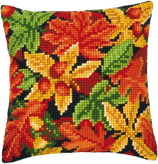 Amazon Com Vervaco Autumn Leaves Pillow Cover Needlepoint Kit