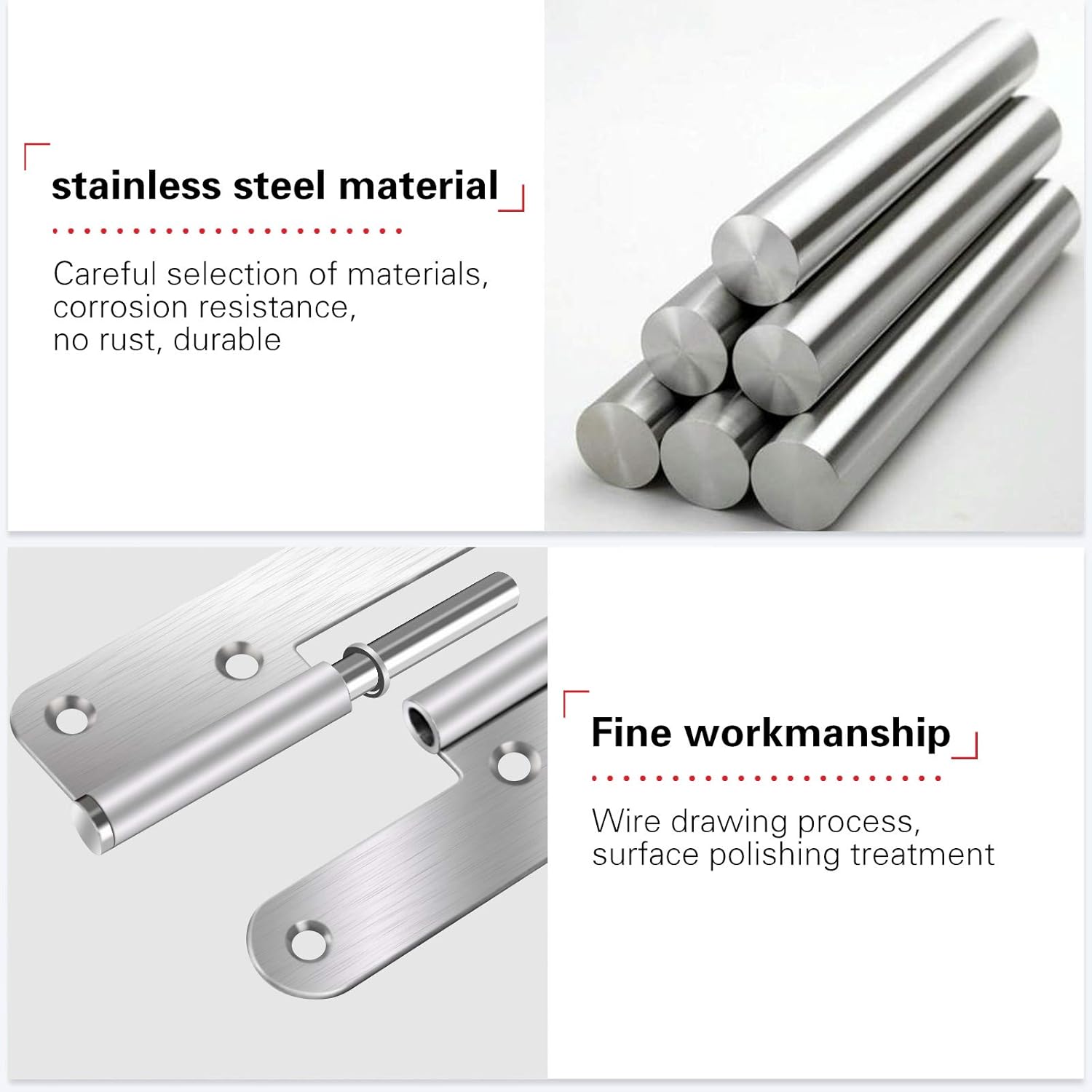DMGARDEN 2 pcs Thickened Stainless Steel Lifting Hinge,Rising Lift Off Door Hinge,Folding Butt Hinges (Left) - Image 4