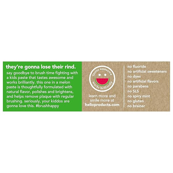 HELLO FRESH WATERMELON FLUORIDE FREE KIDS TOOTHPASTE, 4.2 OZ TUBE