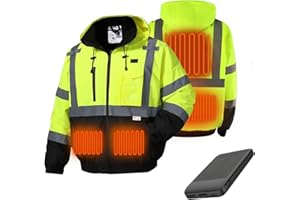 SKSAFETY Professional Level Heated Jacket, Class 3 Hi-Vis Waterproof, 3M Reflective Tape, Construction Coats for Cold Weather
