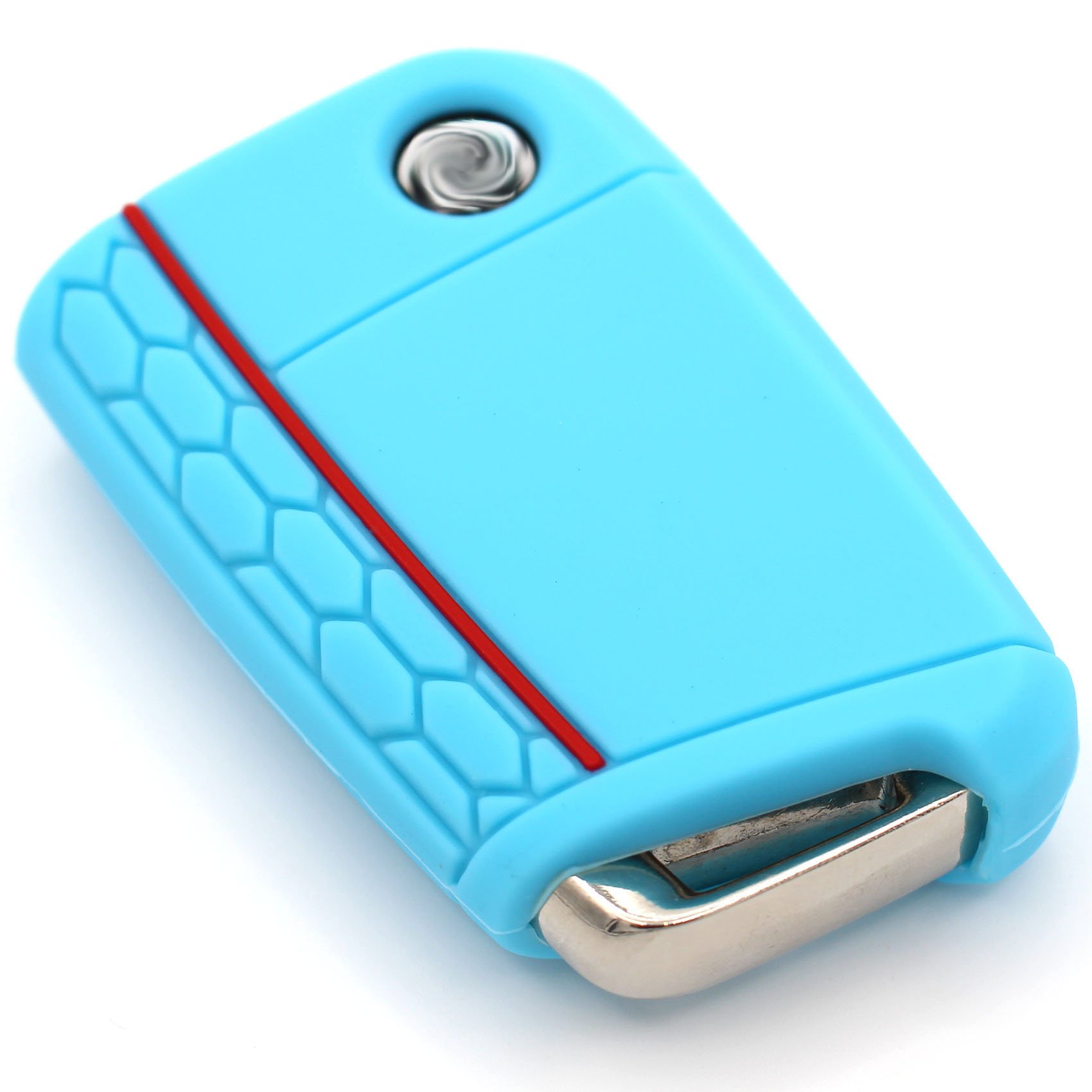 VB Key Case for 3 Buttons Car Key Silicone Cover Key Case Protective Cover (Light Blue)