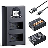 K&F Concept 1300mAh NP-W126 NP-W126S Battery and Charger for Fujifilm XM5, X100VI, X100V, XS10, XT30, XT30 II, XT20, XE4, A5, Dual-Slot Fast Charger, Type-C and Micro-USB Input, 2 Pack Battery