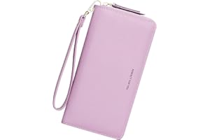 Badiya Womens Wallet Credit Card Holder RFlD Blocking Leather Zip Around Wallets Large Capacity Wristlet