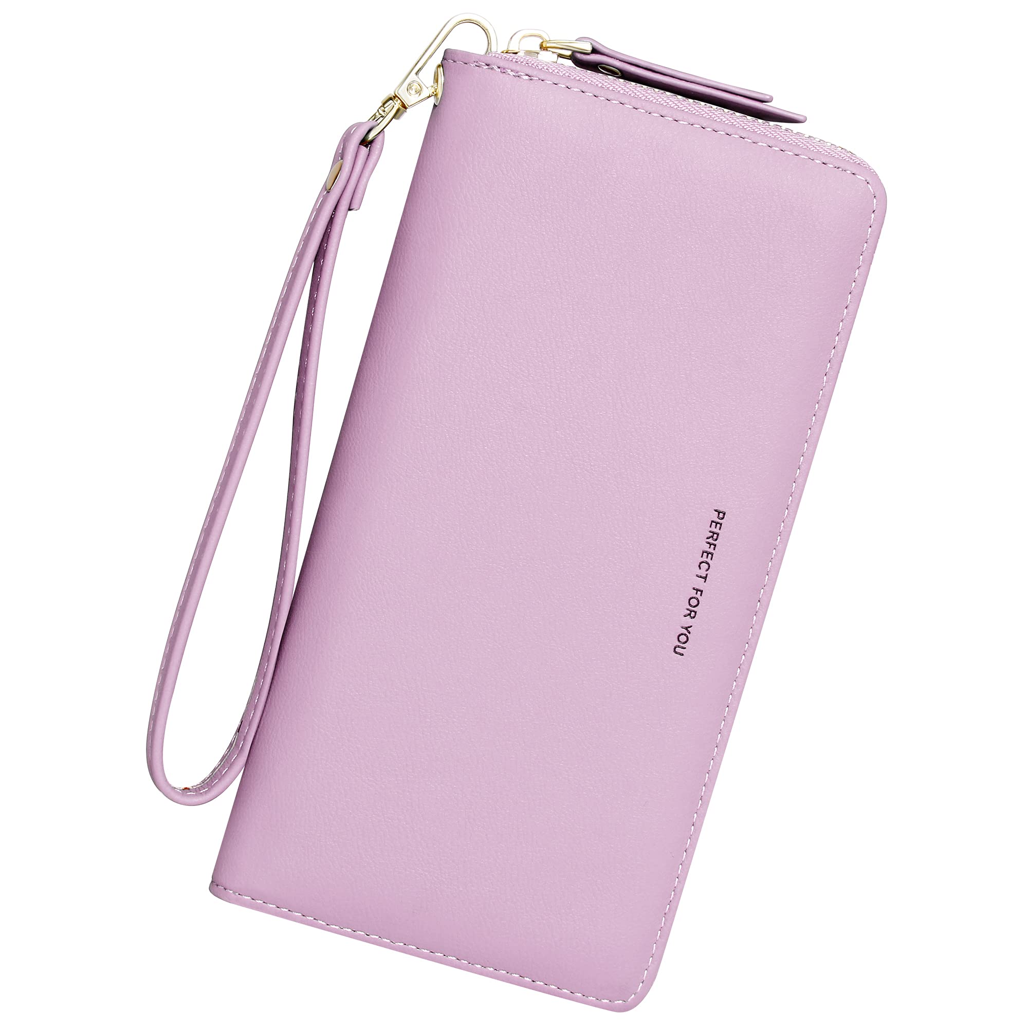 Photo 1 of **MISSING PULL ZIPPER** Badiya Womens Wallet RFID Blocking Credit Card Holder Large Capacity Leather Zip Around Wallets Clutch Wristlet