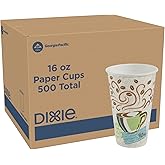 Dixie PerfecTouch 16 oz Paper Coffee Cups By GP PRO, Coffee Haze Design, 500 Count (25 Disposable Cups Per Sleeve, 20 Sleeves Per Case), 5356DX