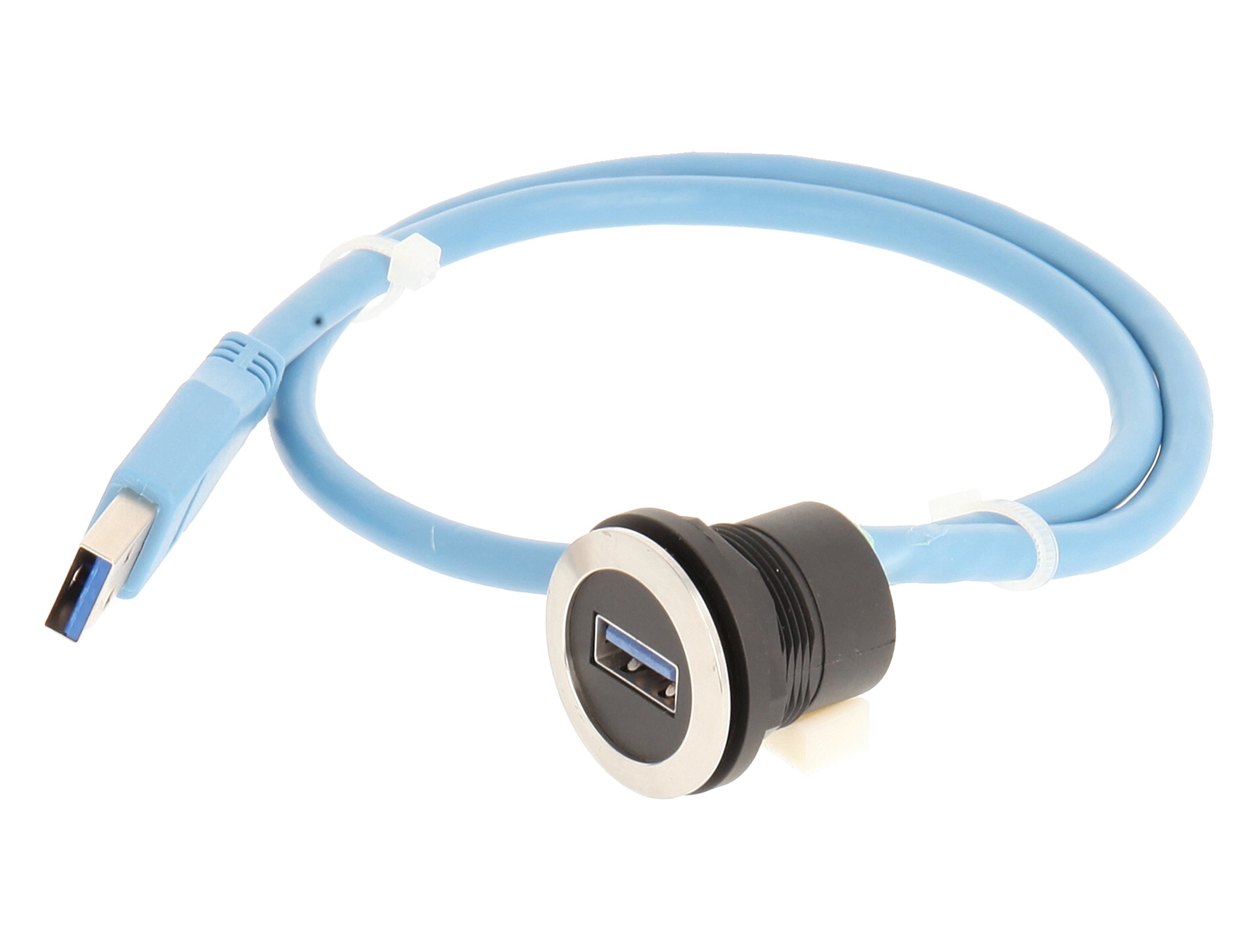 Club 23.001.562 USB 3.0 Female Stainless steel with Back and Front, 1 x USB Type A Female Socket – 1 x Type A Male USB 3.0 Cable Length: 60 cm; Metallic