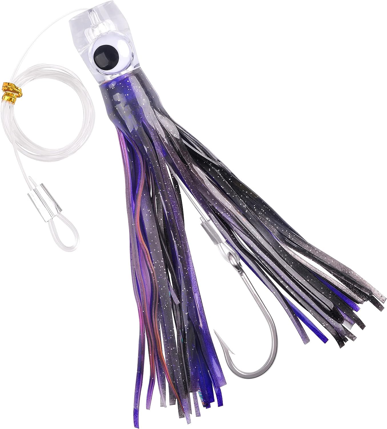 Saltwater Fishing Lures 6/9inch Trolling Lures for Marlin Mahi Tuna Dolphin Shark Big Game Deep Sea Fishing Baits Squid Skirts Rigged Hooks Ocean Gear Tackle