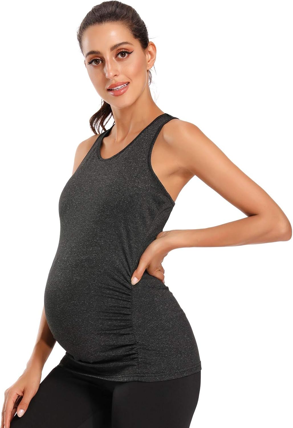 Glampunch 3PCS Maternity Yoga Tops Sleeveless Racerback Workout Athletic Maternity Tank Tops Pregnancy T-Shirts at  Women’s Clothing store