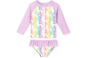 UNIFACO Toddler Girls Swimsuit Rashguard Set Summer Beach Breathable Tankini with UPF 50+ Sun Protection 2-8T