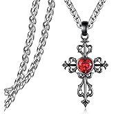 Gothic Cross Necklace 925 Sterling Silver Black Cross Pendant Jewelry Gifts for Women Men