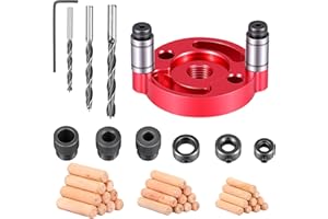 Self Centering Doweling Jig, Dowel Drill Guide 6 8 10mm Handheld Drill Guide Aluminum Alloy Woodworking Center Finder, Vertic