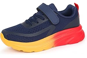 Hawkwell Boys Girls Kids Arch Support Tennis Athletic Running Shoes Breathable Lightweight Strap Casual School Walking Sneake