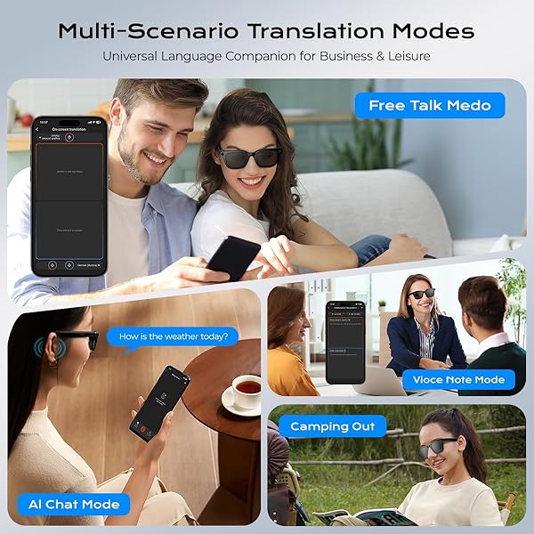 XO SIMPLE IS BEAUTY AI SMART GLASSES,HD 1080P CAMERA GLASSES WITH VIDEO RECORDING & PHOTO TAKING,140+ LANGUAGE REAL-TIME TRANSLATION GLASSES PERFECT FOR TRAVEL, BUSINESS