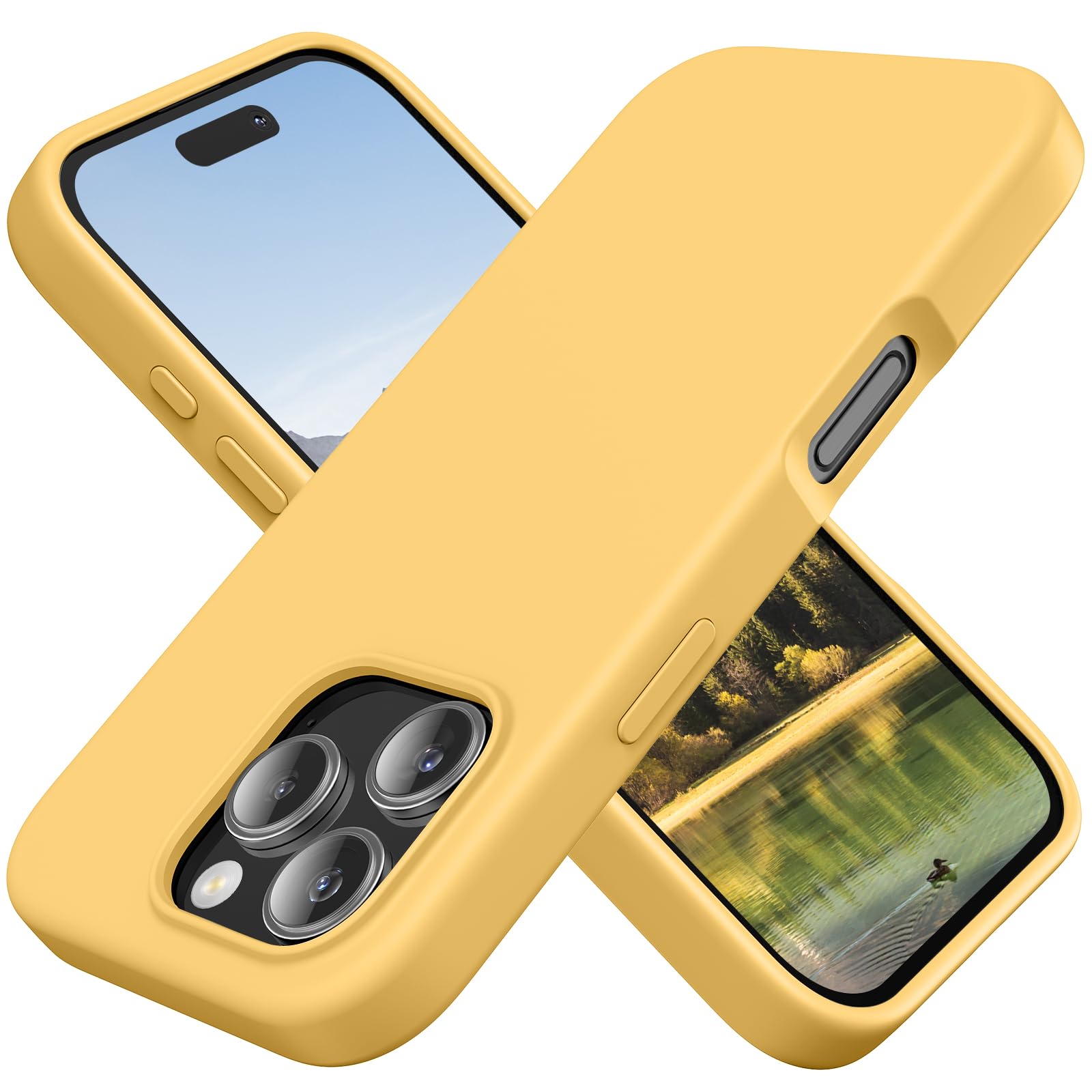 TAXXOE Silicone Case Compatible with iPhone 16 Pro Max Case Soft Ultra Slim Protective Shockproof Liquid Silicone Phone Case,Anti-Scratch Microfiber Lining, 6.9" Yellow