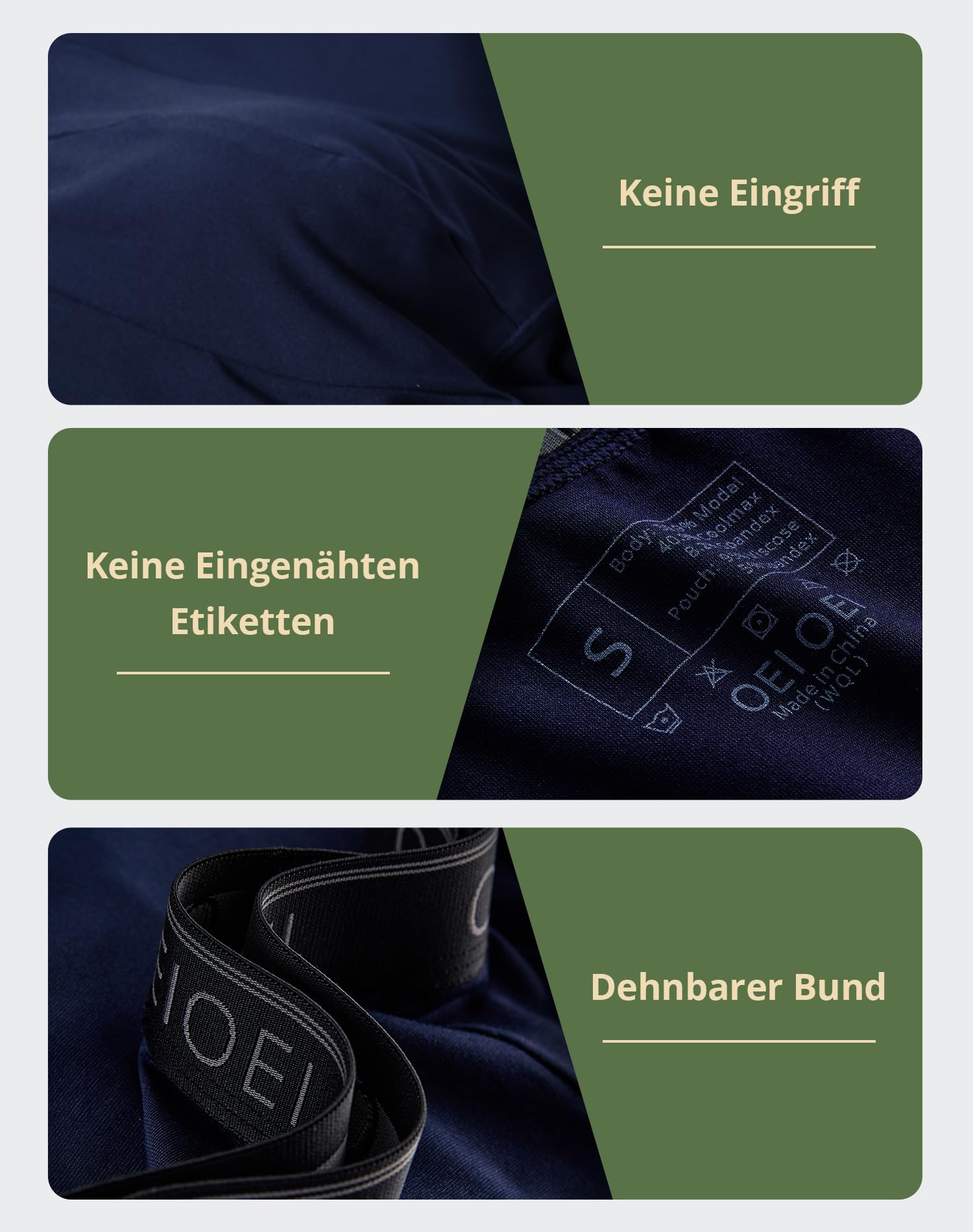 OEIOEI Unterhosen Männer Micromodal Sport, S, Schwarz/Marineblau/Dunkelgrau 4