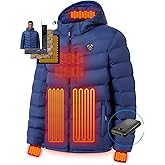 iHood Men's Heated Jacket With 12V Battery Pack-Insulated Lightweight Hooded Hand-Heating Electric Heated Puffer Jacket