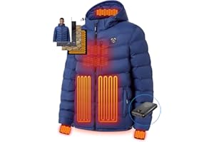 iHood Men's Heated Jacket With 12V Battery Pack-Insulated Lightweight Hooded Hand-Heating Electric Heated Puffer Jacket
