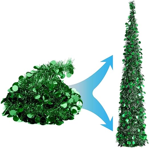 Amazon Com Joy Leo 5 Foot Green Sequin Pop Up Tinsel Christmas