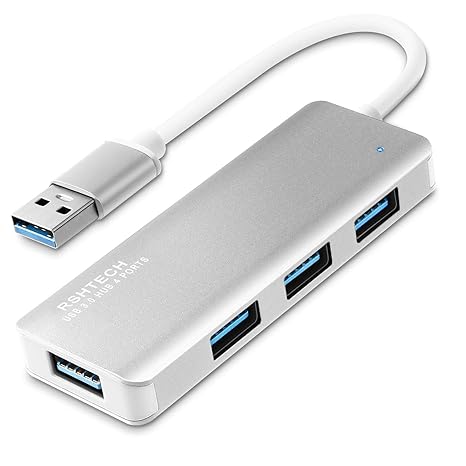 RSHTECH 4 Port USB 3.0 Hub Aluminium Typ A USB Verteiler für MacBook, iMac, Windows Laptops, Surface Pro sowie PC und weitere