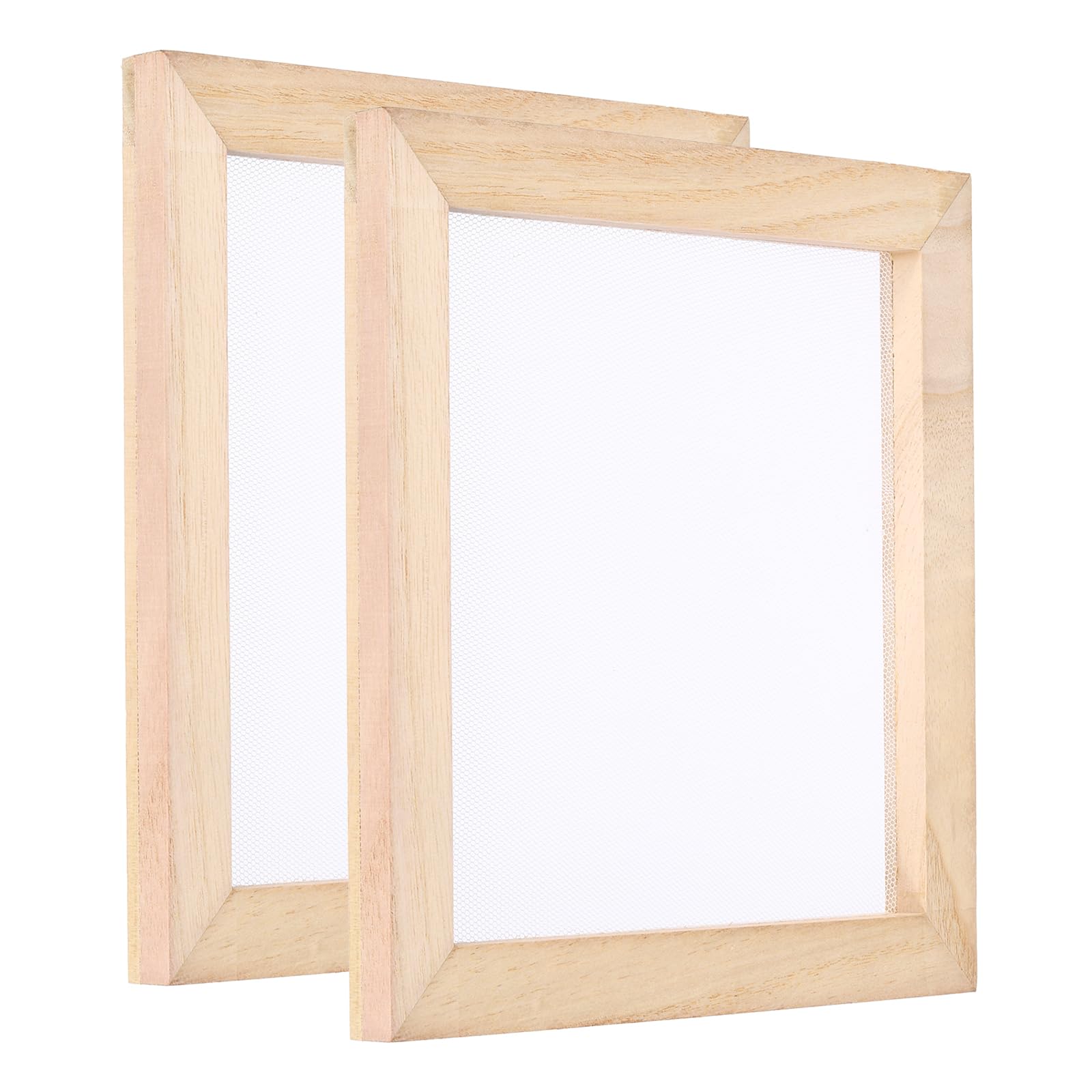PATIKIL Wooden Paper Making Screen, 2Pcs 6 Inch Single Paper Making Mould and Deckle Papermaking Supplies Frame for Paper Making DIY Crafts, Wood Color