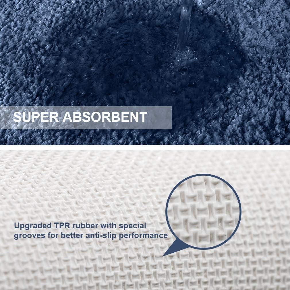 VANZAVANZU Non Slip Bath Mat Extra Large Bathroom Runner Rug Thickened Bath Rug for Bathroom Absorbent Ultra Soft Bedside Rug Fluffy Microfiber Carpet Runner Floor Mat - Image 5