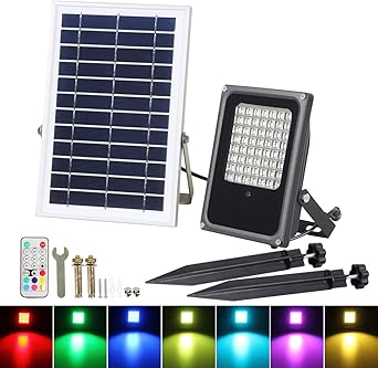 LLZI Proyector Solar Con Control Remoto, Foco RGB, 7 Colores ...