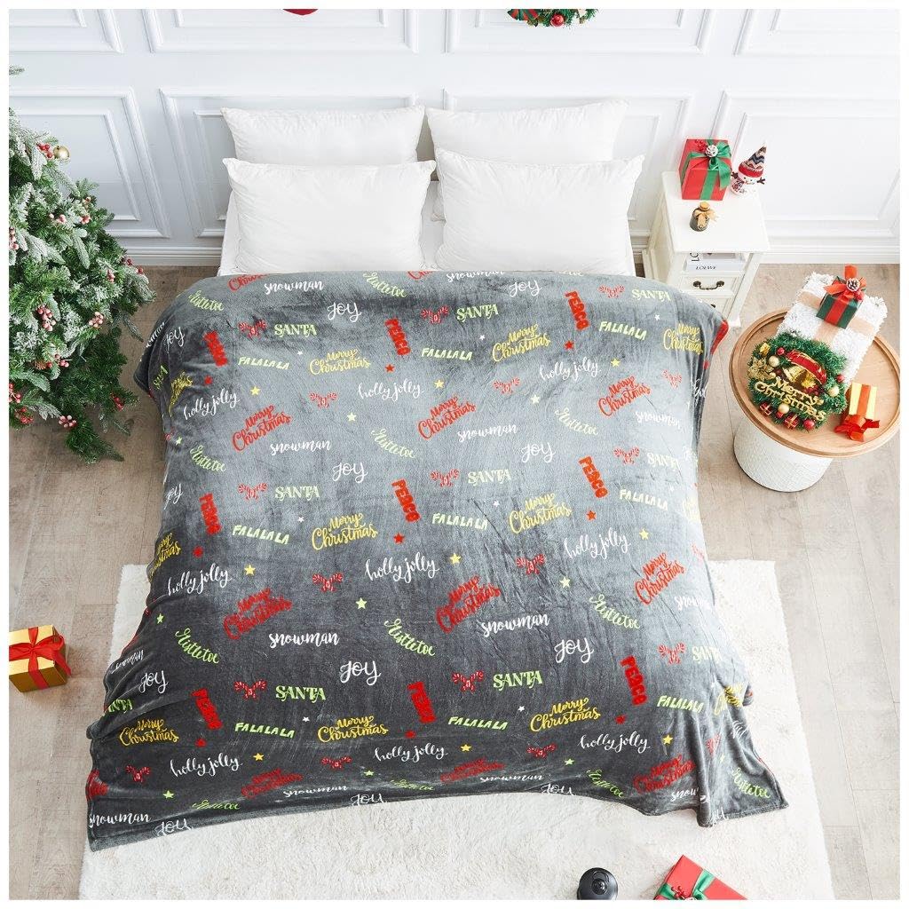 GC GAVENO CAVAILIA Christmas Blanket - Soft Fluffy Throw Polyester Sherpa Fleece Blankets For Bed, Sofa, and Couch - Warm large Throws (230x230 Cm) - Xmas Blanket for Adults