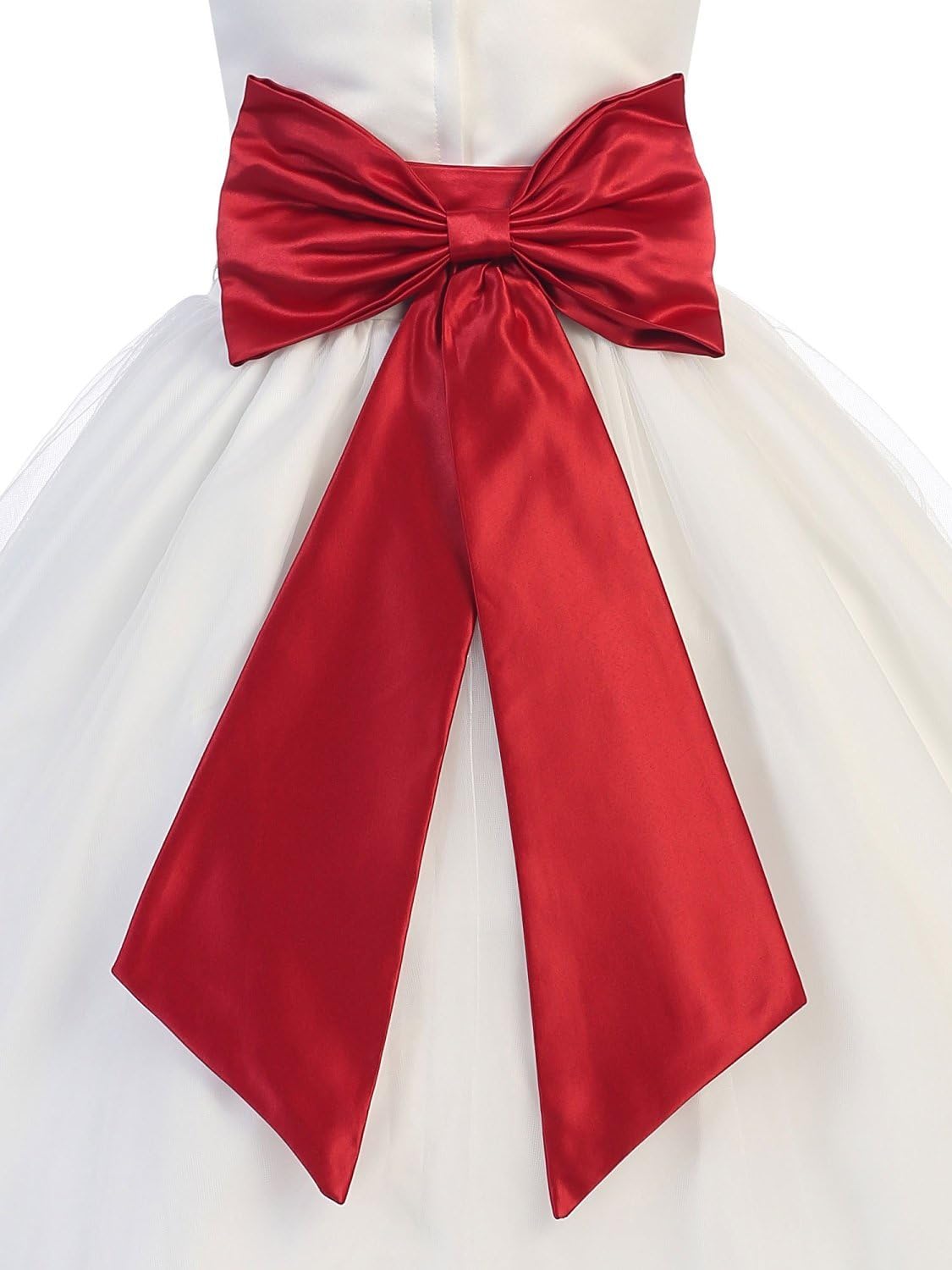 Sash Belt for Flower Girl Dresses with Big Bow Stain Girls Bow Belt