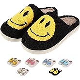 LEZIRTOI Retro Fuzzy Face Slippers for Women men, Womens Girls Cute Yellow the Lable Face House Slippers for Indoor Outdoor Pink/White/Black/Blue