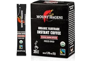 Mount Hagen 25 Count Single Serve Instant Coffee Packets | Organic Medium Roast Arabica Beans | Eco-friendly, Fair-Trade [25 sticks/1.76oz/50g]