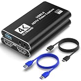 4K HDMI Capture Card, USB 3.0 Video Capture Card for Streaming | Wide Device Compatibility, OBS Compatible, 1080P 60FPS Recording Support