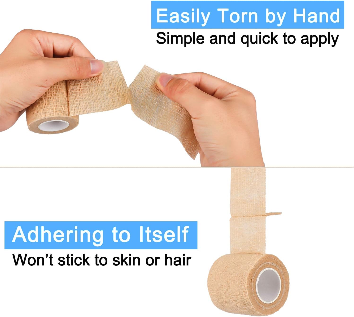 Self Adherent Cohesive Wrap Bandages 2 Inches X 5 Yards, 12 Count, First Aid Tape, Elastic Self Adhesive Tape, Athletic, Sports wrap Tape, Bandage Wrap for Sports, Wrist, Skin Colour Athletic Tape: Health & Personal Care