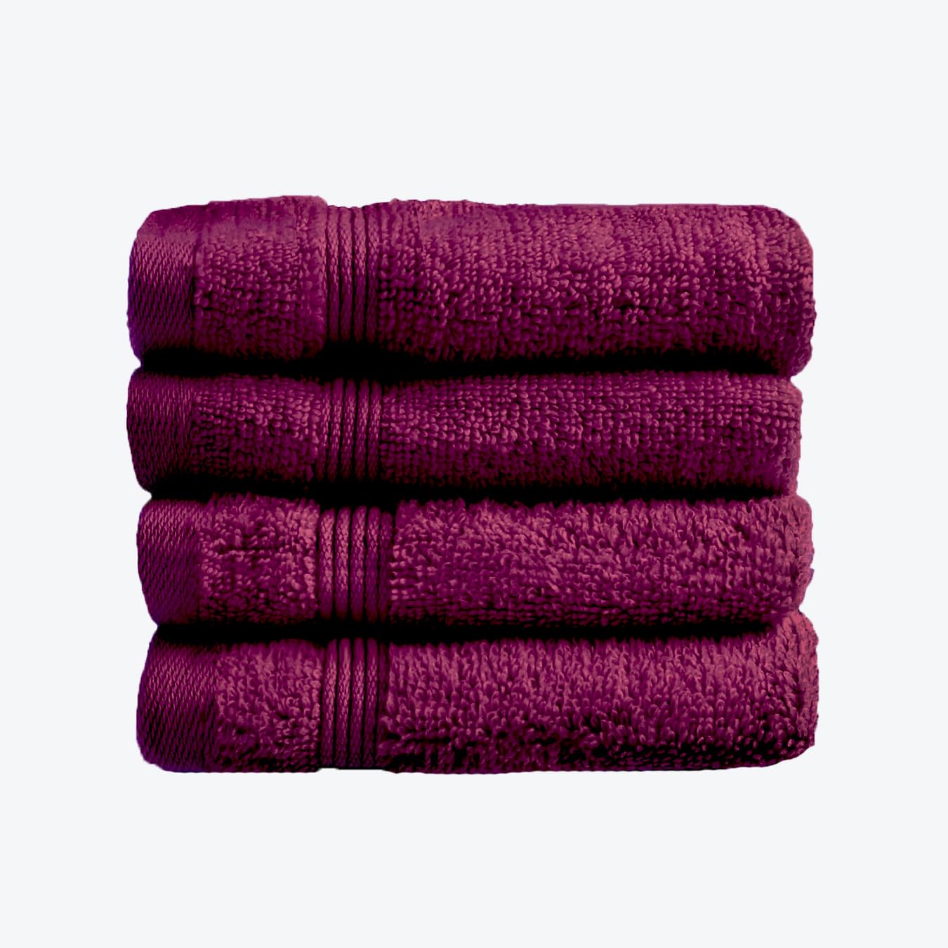 Allure Zero Twist Face Cloths Pack of 4 30 x 30cm, 100% Egyptian Cotton Flannels (Beetroot) — image 1