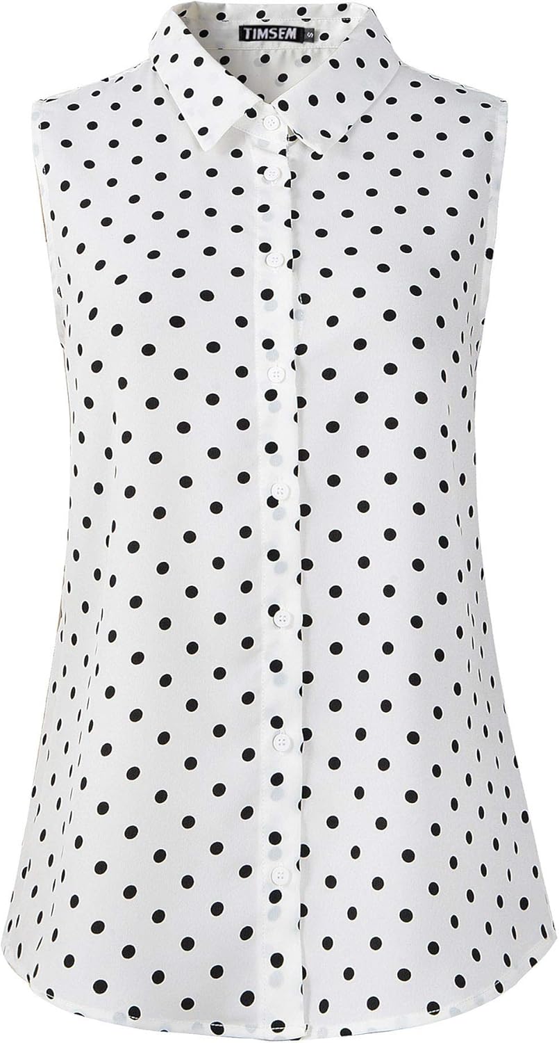 TIMSEM Womens Sleeveless Floral Printed Chiffon Casual Blouse Shirts Tops